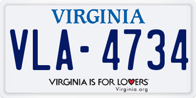 VA license plate VLA4734