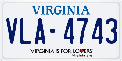VA license plate VLA4743