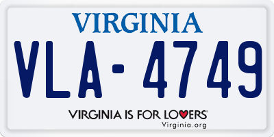 VA license plate VLA4749
