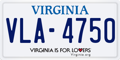 VA license plate VLA4750