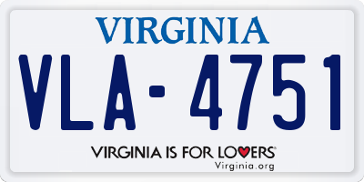 VA license plate VLA4751