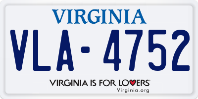 VA license plate VLA4752