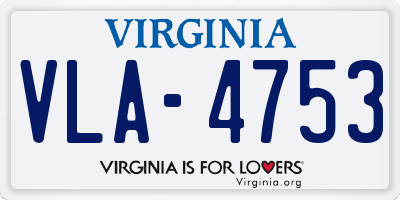 VA license plate VLA4753