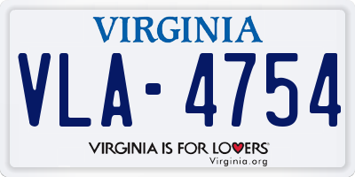 VA license plate VLA4754