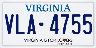 VA license plate VLA4755
