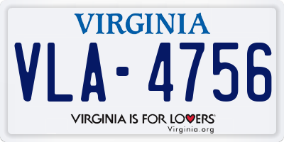 VA license plate VLA4756
