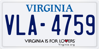 VA license plate VLA4759