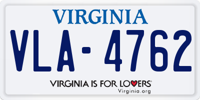 VA license plate VLA4762