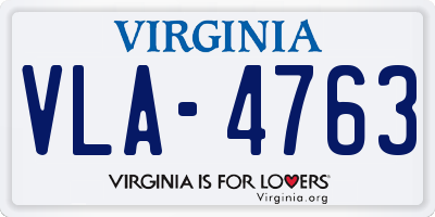 VA license plate VLA4763