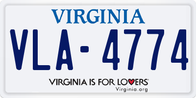 VA license plate VLA4774