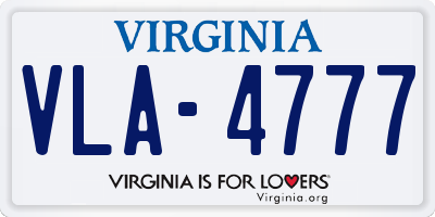 VA license plate VLA4777