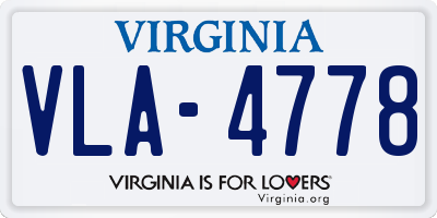 VA license plate VLA4778