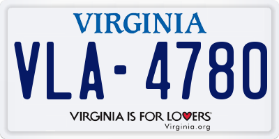 VA license plate VLA4780