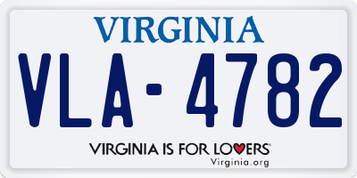 VA license plate VLA4782