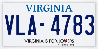 VA license plate VLA4783
