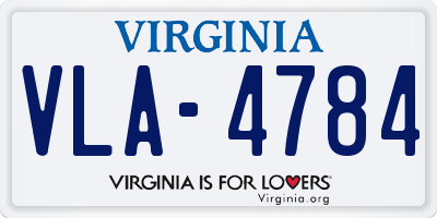 VA license plate VLA4784