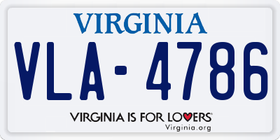 VA license plate VLA4786