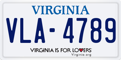 VA license plate VLA4789
