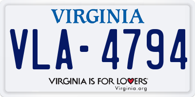 VA license plate VLA4794