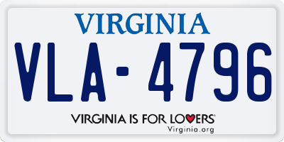 VA license plate VLA4796