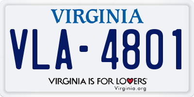 VA license plate VLA4801