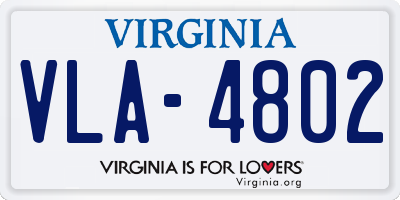 VA license plate VLA4802