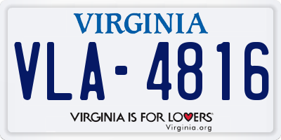 VA license plate VLA4816