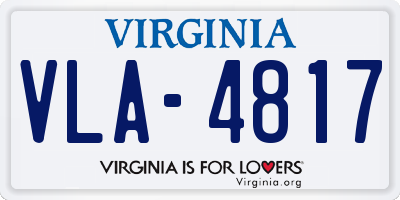 VA license plate VLA4817