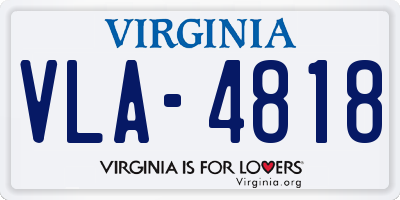 VA license plate VLA4818