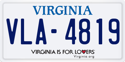 VA license plate VLA4819