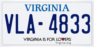 VA license plate VLA4833