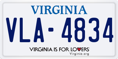 VA license plate VLA4834