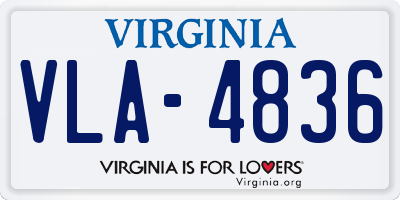 VA license plate VLA4836