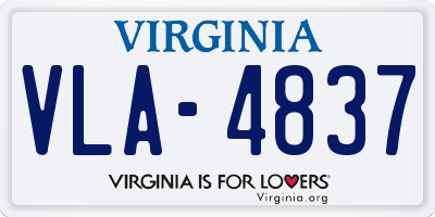VA license plate VLA4837