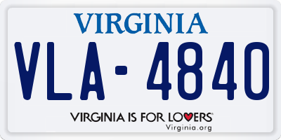 VA license plate VLA4840