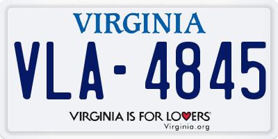 VA license plate VLA4845