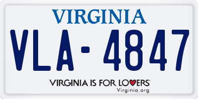 VA license plate VLA4847