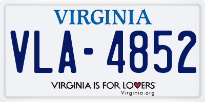VA license plate VLA4852