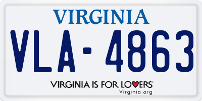 VA license plate VLA4863