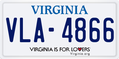 VA license plate VLA4866