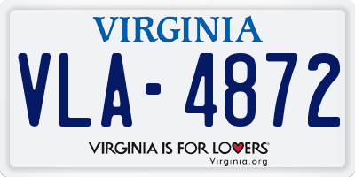 VA license plate VLA4872