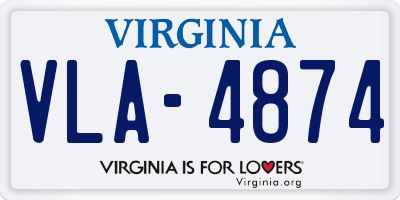 VA license plate VLA4874