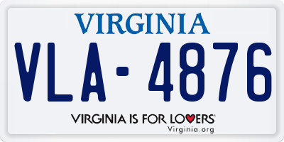 VA license plate VLA4876
