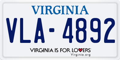 VA license plate VLA4892