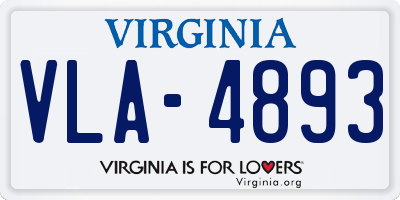 VA license plate VLA4893