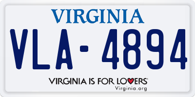 VA license plate VLA4894