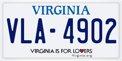 VA license plate VLA4902