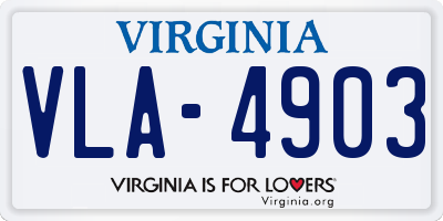 VA license plate VLA4903