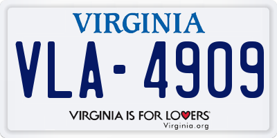 VA license plate VLA4909
