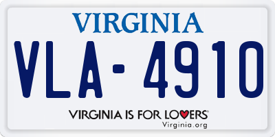 VA license plate VLA4910